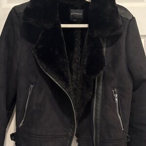 Dictionary Black Faux Fur Women's Leather Jacket